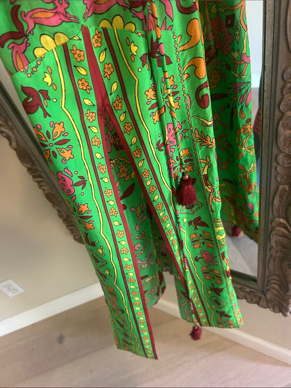 Tory Burch Green Floral-Paisley dress with Pink and Yellow Accents - Picture 4 of 7